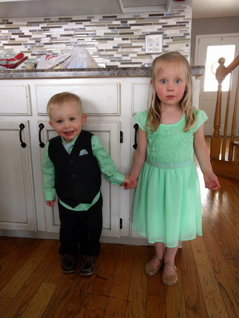 Though this picture doesn't show it; Fay was actually the one who was excited to dress up for Easter. Also, Josh is responsible for their adorable coordinating outfits!