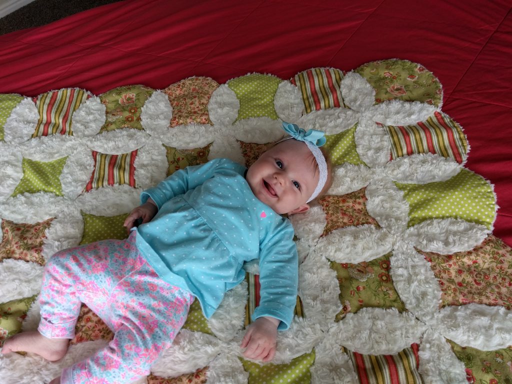 Picture today--she is exactly 3 months.