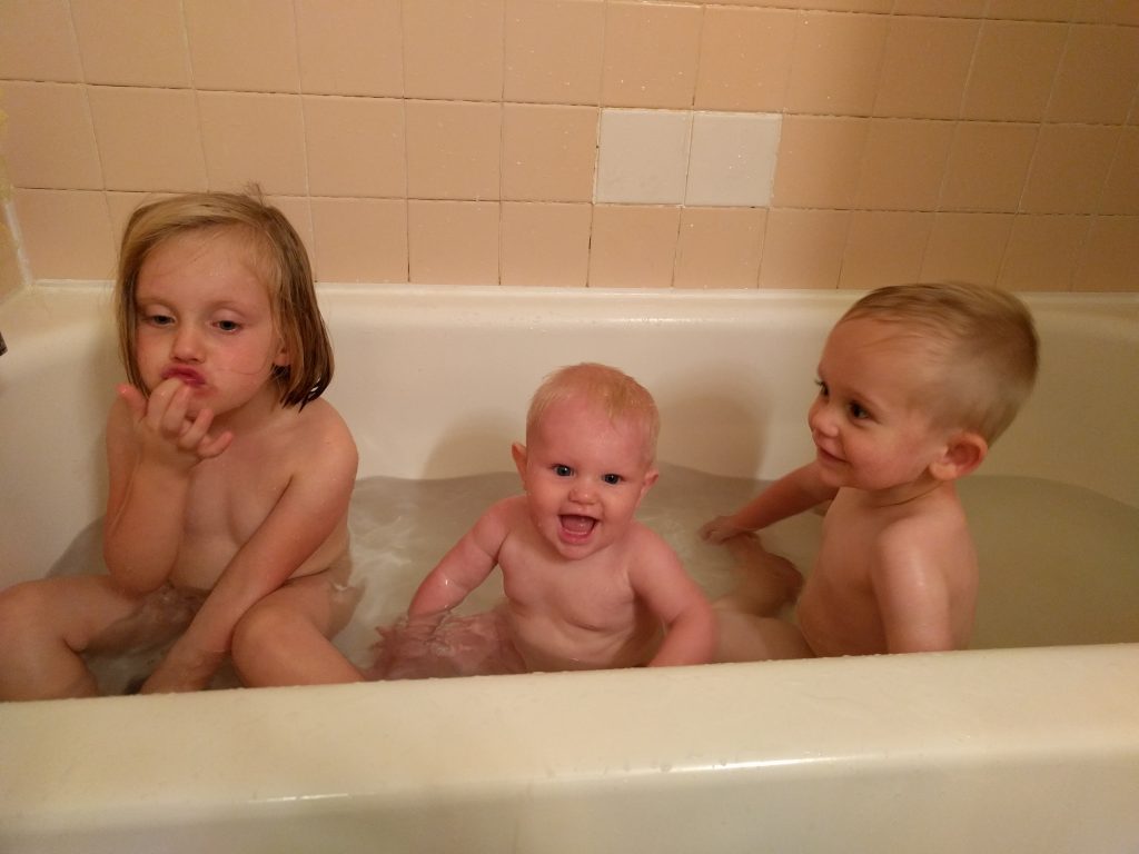 Cuties in the bath! Portia LOVES bathtime! There's water, toys, and best of all buddies!